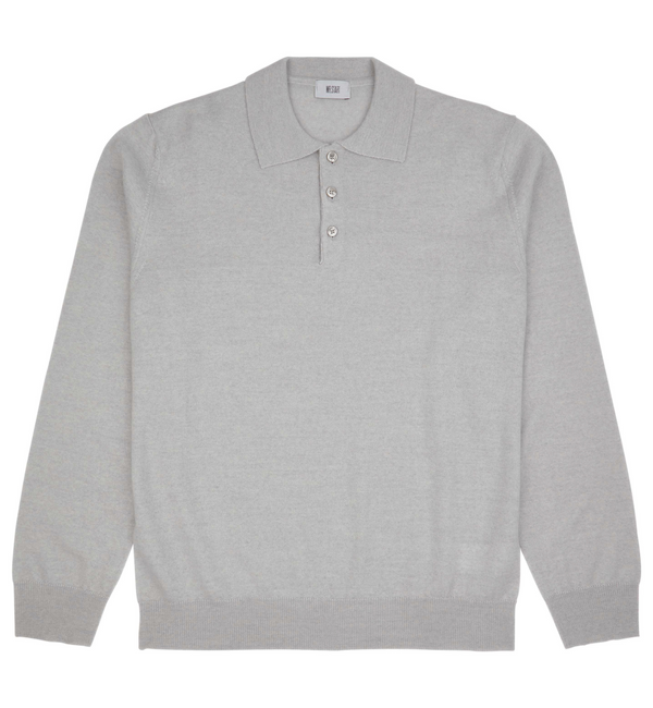 Hoi Polloi Knitted Polo In Light Grey