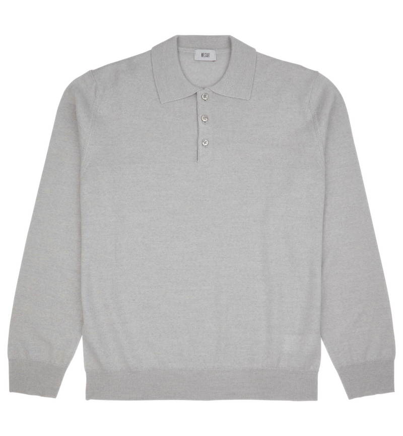 Hoi Polloi Knitted Polo In Light Grey