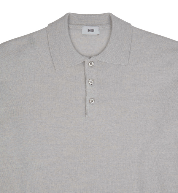 Hoi Polloi Knitted Polo In Light Grey