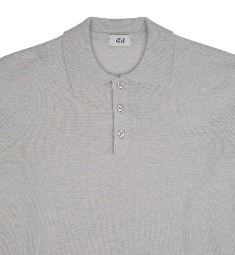 Hoi Polloi Knitted Polo In Light Grey