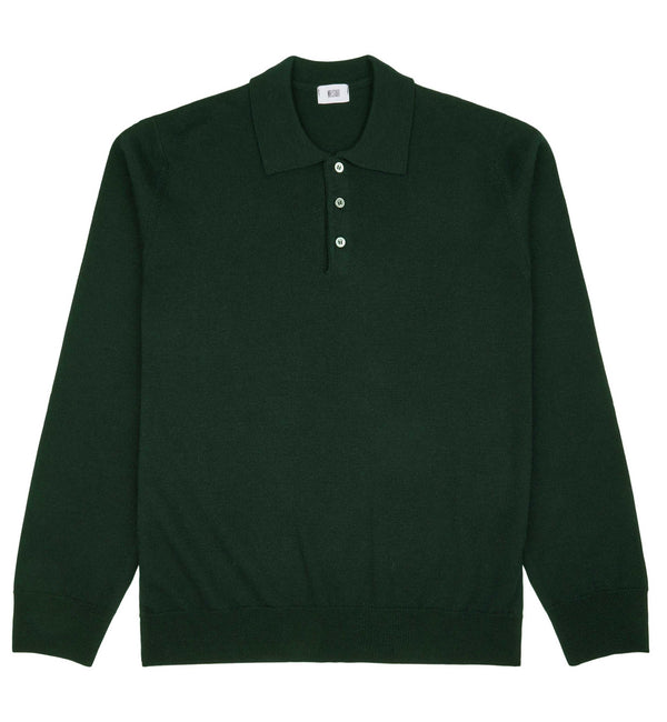 Hoi Polloi Knitted Polo In Olive Green