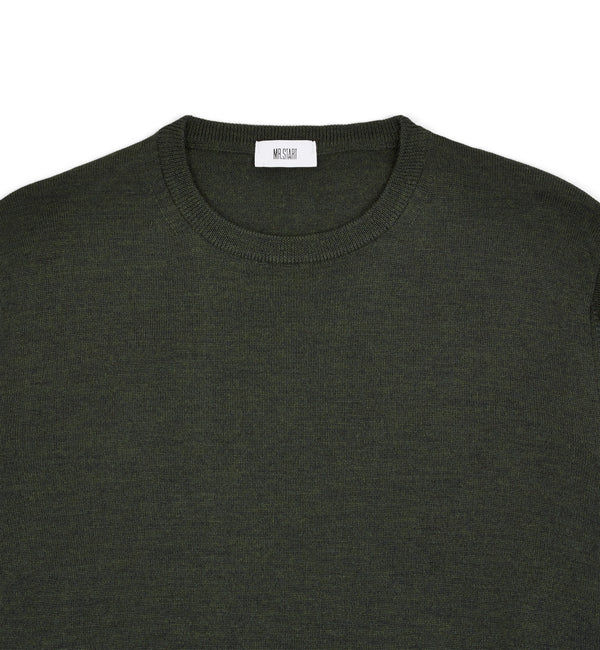 Hoi Polloi Merino Crew Neck in Olive Green